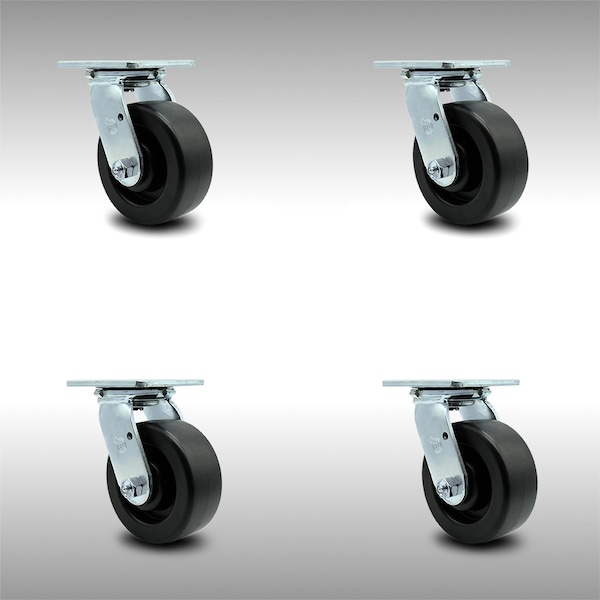 5 Inch SS Polyolefin Swivel Caster Set with Ball Bearing and Swivel Lock SCC